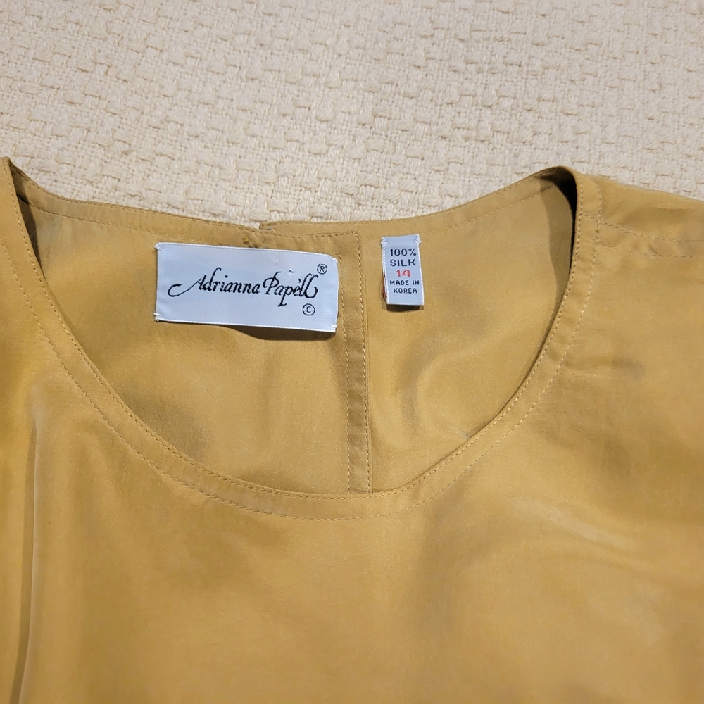 Vintage Adrianna Papell Gold/Mustatd Silk Dress
